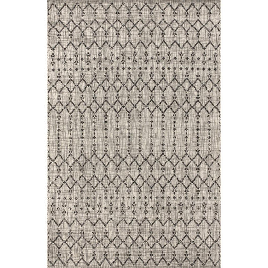 JONATHAN Y Moroccan Geometric Indoor Outdoor Area Rug 9X12 Light Gray/Black, Ourika Textured Weave for Backyard, Patio, Porch, Easy-Cleaning, High Traffic, Pet-Friendly, Non-Shedding (SMB108E-9)