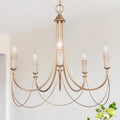 LNC Modern Satin Gold French Country Farmhouse 5-Light Chandelier Vintage Candlestick High Ceiling Light