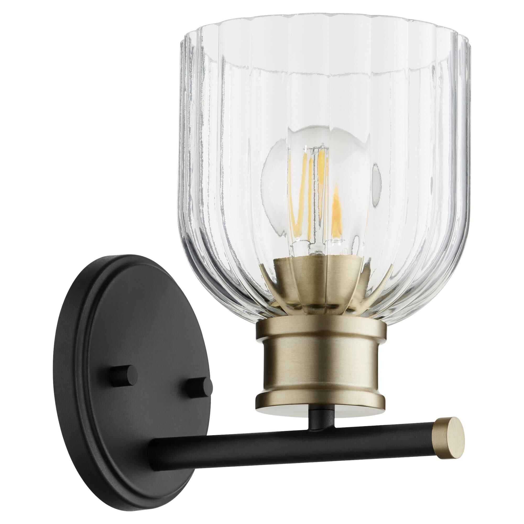 Quorum International 510-1 Monarch 9" Tall Bathroom Sconce Noir / Aged Brass