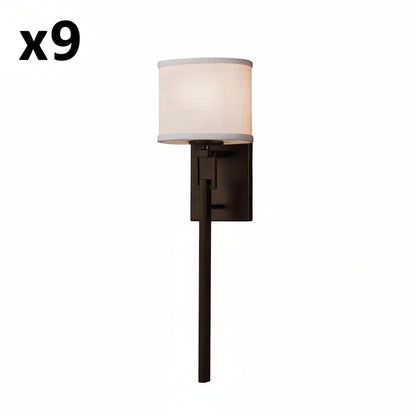 9 x Alpine ADA 1-Light Wall Sconce - Dark Bronze - Cream Linen Fabric Shade
