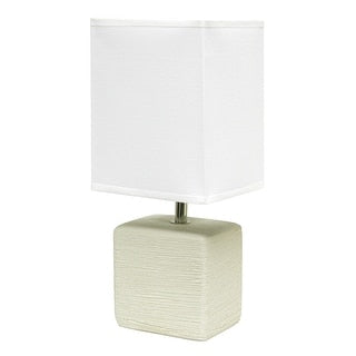 Simple Designs Petite Faux Stone Table Lamp OffWhite with White Shade