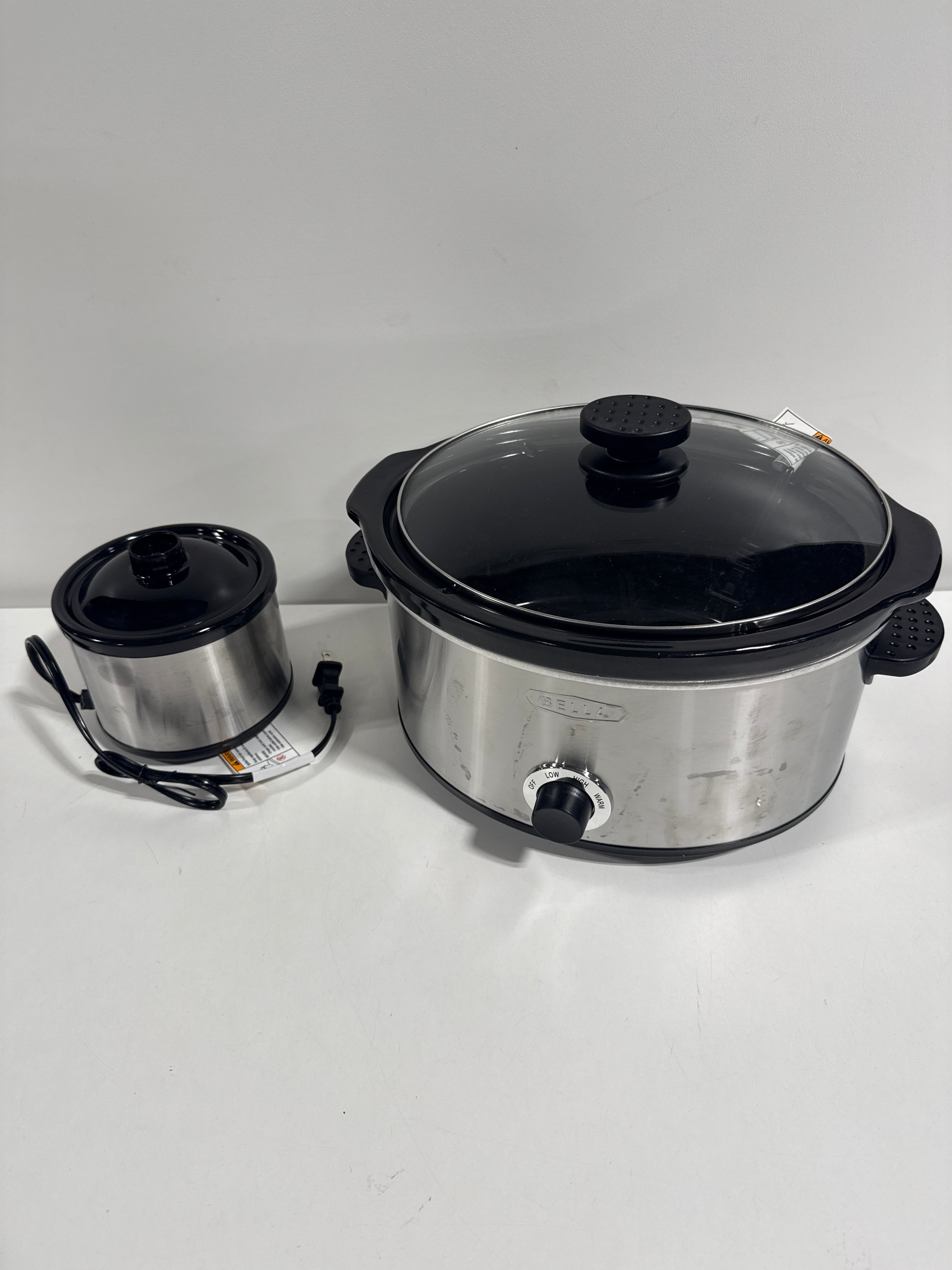 Used Bella - 5-qt. Slow Cooker with Dipper - Stainless Steel - *Kitchen Appliances