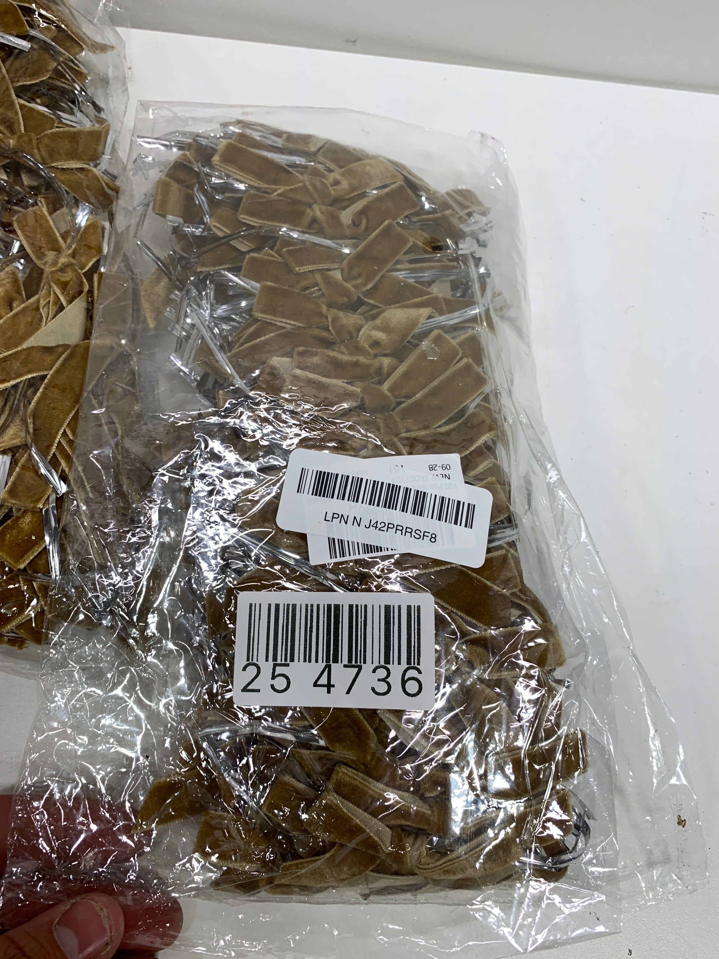 Lot of 3 - 100 Pcs Khaki Mini Velvet Bows 3 X 2 Inches Small Christmas Bows for Christmas Tree Wreath Garland Home