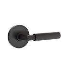 Emtek Select Passage, Disk Rosette, L-Square Stem, Knurled Lever (Right Hand, Flat Black)