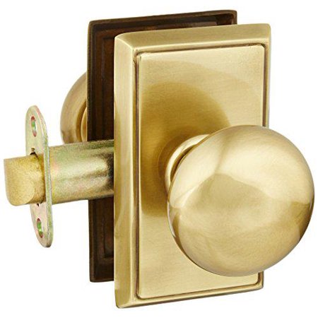 Scratch Providence Door Set with Round Brass Knobs Passage in Antique Brass. Doorsets.