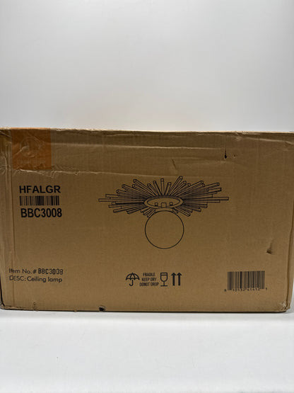 Flint Garden 17.72 in. 1-Light Antique Gold Semi-Flush Mount Ceiling Light Fixture with Glass Shade