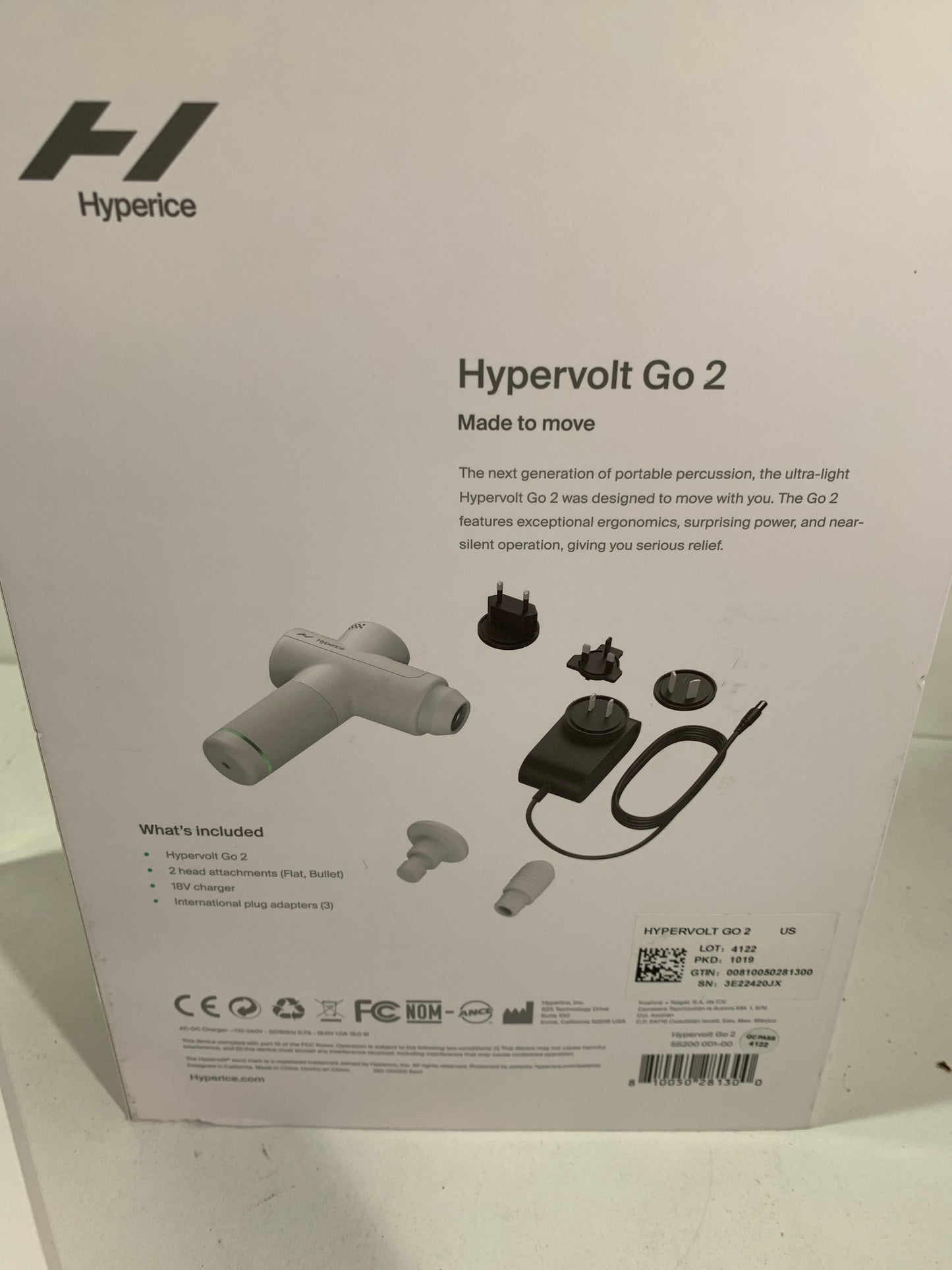 Used Hyperice - Hypervolt Go 2 - Arctic Gray