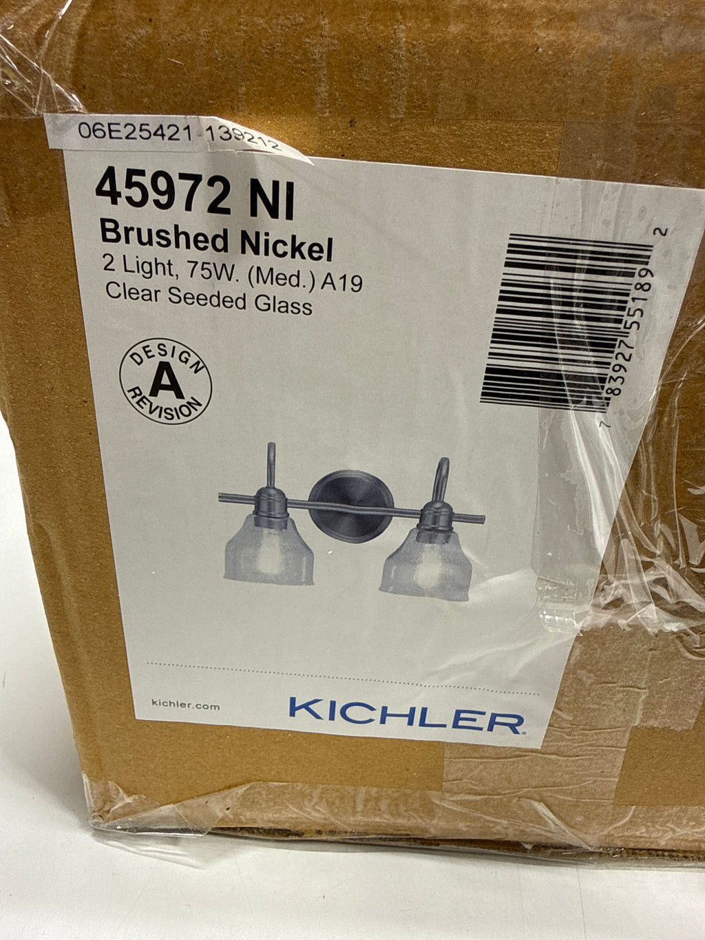 Kichler Avery 14.75" Vanity Bath Light In Brushed Nickel, Vintage 2-Light Bathroom Wall Mount Fixture with Clear Seeded Glass, (14.75" W x 9.25" H), 45972NI