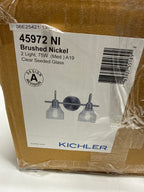 Kichler Avery 14.75" Vanity Bath Light In Brushed Nickel, Vintage 2-Light Bathroom Wall Mount Fixture with Clear Seeded Glass, (14.75" W x 9.25" H), 45972NI