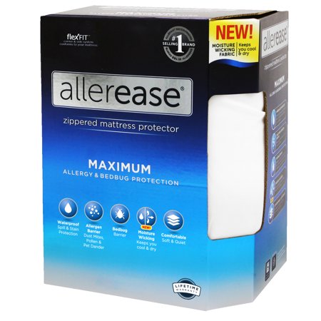 Allerease Full Maximum Waterproof Allergy and Bedbug Protection Zippered Mattress Protector: Moisture-Wicking 14’’