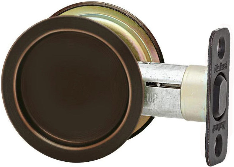 Kwikset 33410/11P Round Universal Pocket Door Lock with 2-3/8" Backset and 2-1/8" Crossbore