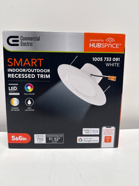 Commercial Electric 5 in./6 in.Smart Integrated LED Recessed Light Trim Wireless Adjustable CCT New Construction Remodel Powered by Hubspace 538561010