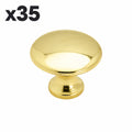 35 x Amerock Allison Round Cabinet Knob 1-3/16 in. D 15/16 in. Polished Brass