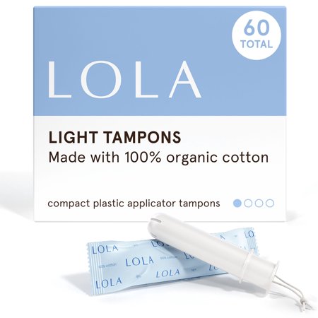 LOLA Light Tampons Organic Cotton Compact Plastic Applicator 60 Count