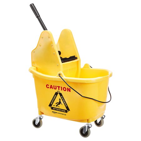 Amazon Commercial Mop Bucket and Down Press Wringer Combo, 35-Quart, Yellow