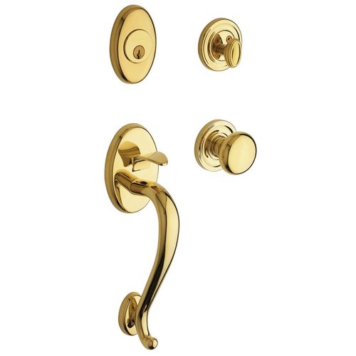 Scratch Baldwin 85315.ENTR Logan Sectional Single Cylinder Keyed Entry Handleset with 5015 Interior Knob from the Estate Collection Lifetime Polished Brass