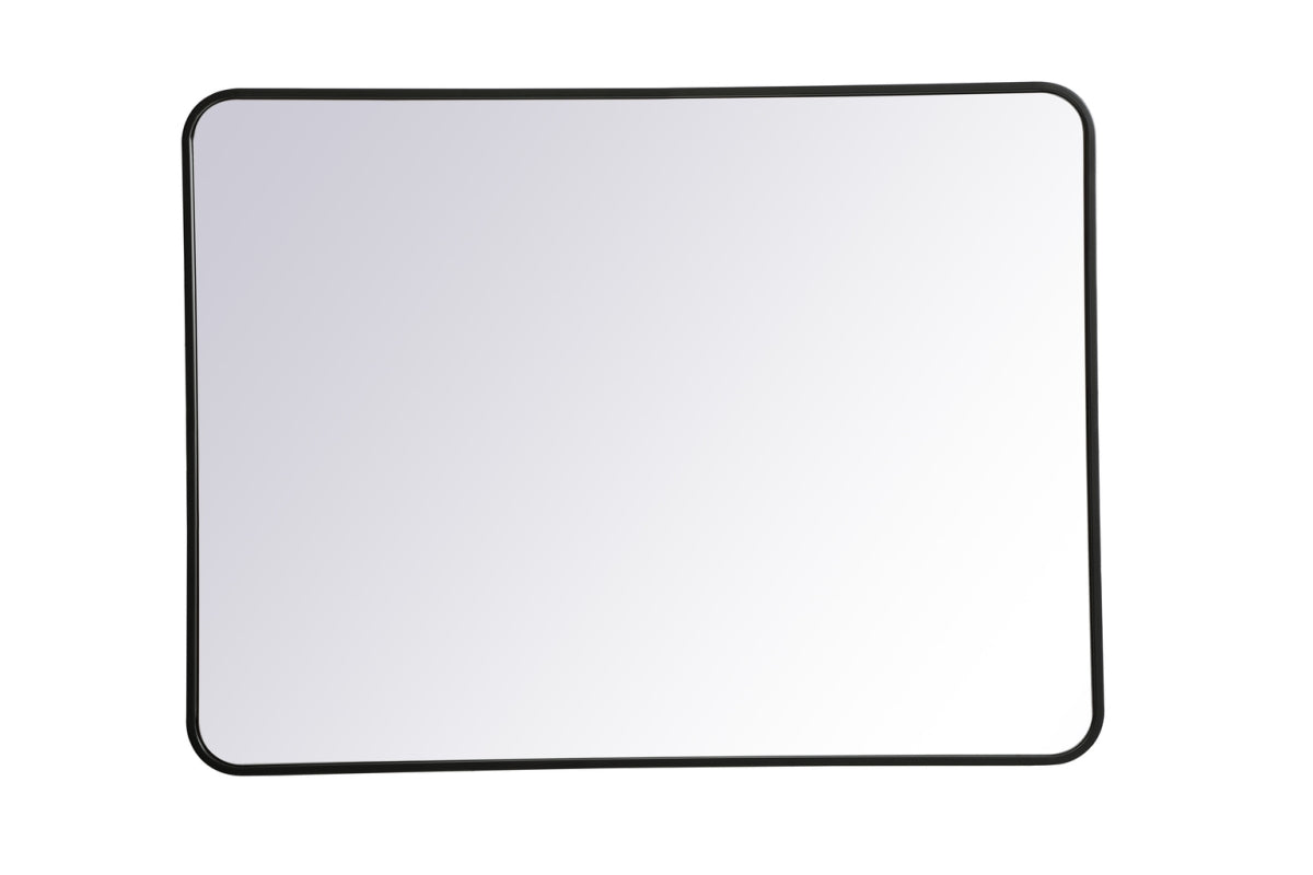 Elegant Decor Evermore 30x40 Soft Corner Metal Rectangular Mirror in Black