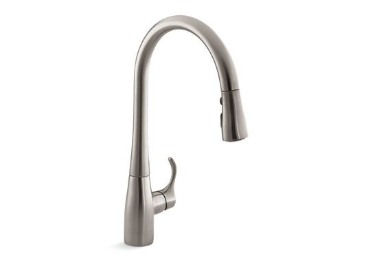 KOHLER K-596 Simplice Pull-down Kitchen Sink Faucet with Three-function Sprayhead