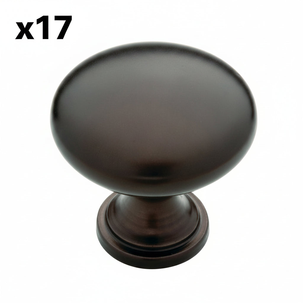 17 x Garrett 1-3/16 in. (30 Mm) Classic Deep Bronze Round Cabinet Knob