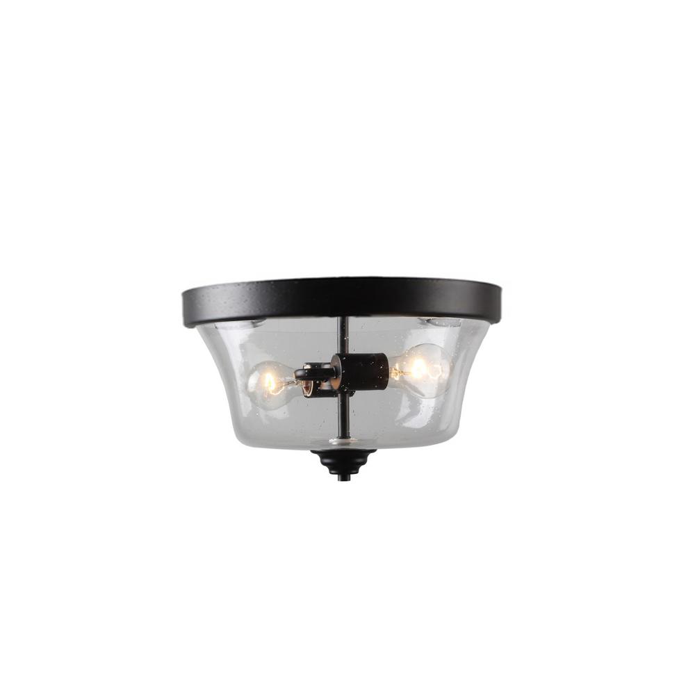 Minka Lavery 4927-66A Shyloh Flush Mount, 2-Light, 120 Total Watts, 13.75-in H x 7.75-in W, Coal Black