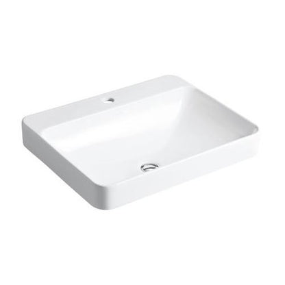Vox 23 in. Rectangle Vitreous China Vessel Sink in White with Overflow Drain