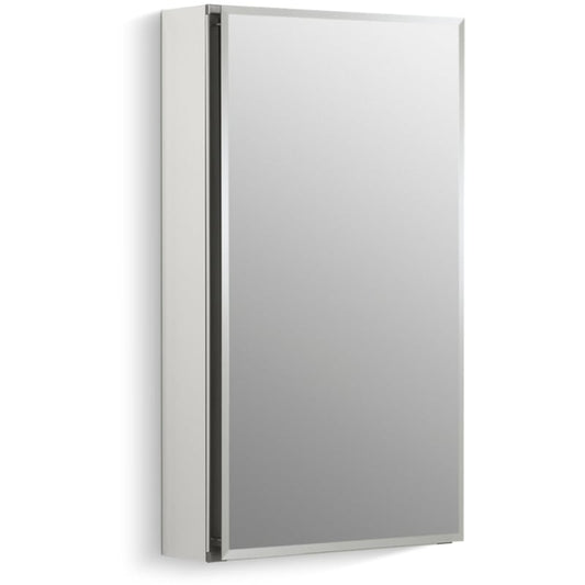 KOHLER K-CB-CLC1526FS 15" W X 26" H Aluminum Single-door Medicine Cabinet with Mirrored Door, Beveled Edges