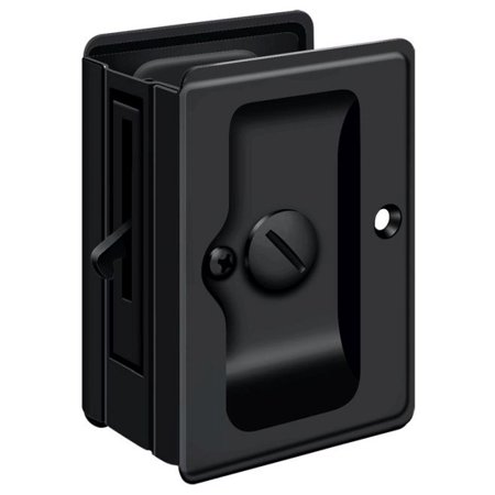 Deltana SDLA325 Solid Brass Privacy Pocket Door Lock| 3-1/4"|Adjustable Flat Black