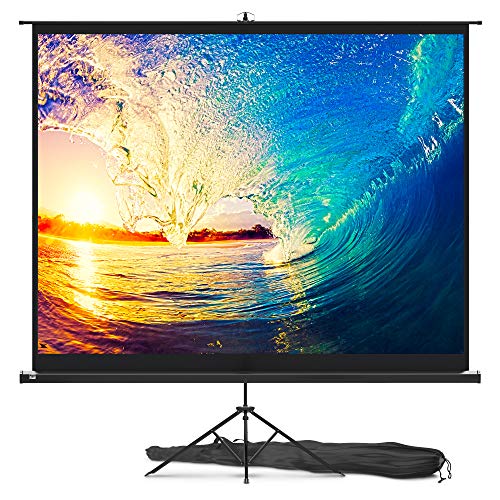 Projector Screen with Stand 100 Inch - Indoor and Outdoor Projection Screen for Movie or Office Presentation - 4:3 HD Premium Wrinkle-Free