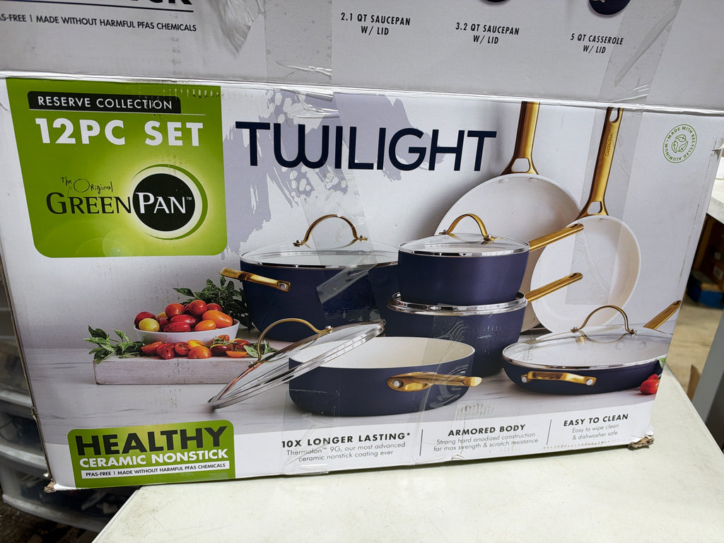 Used GreenPan Reserve 12-piece Cookware Set Navy Twilight
