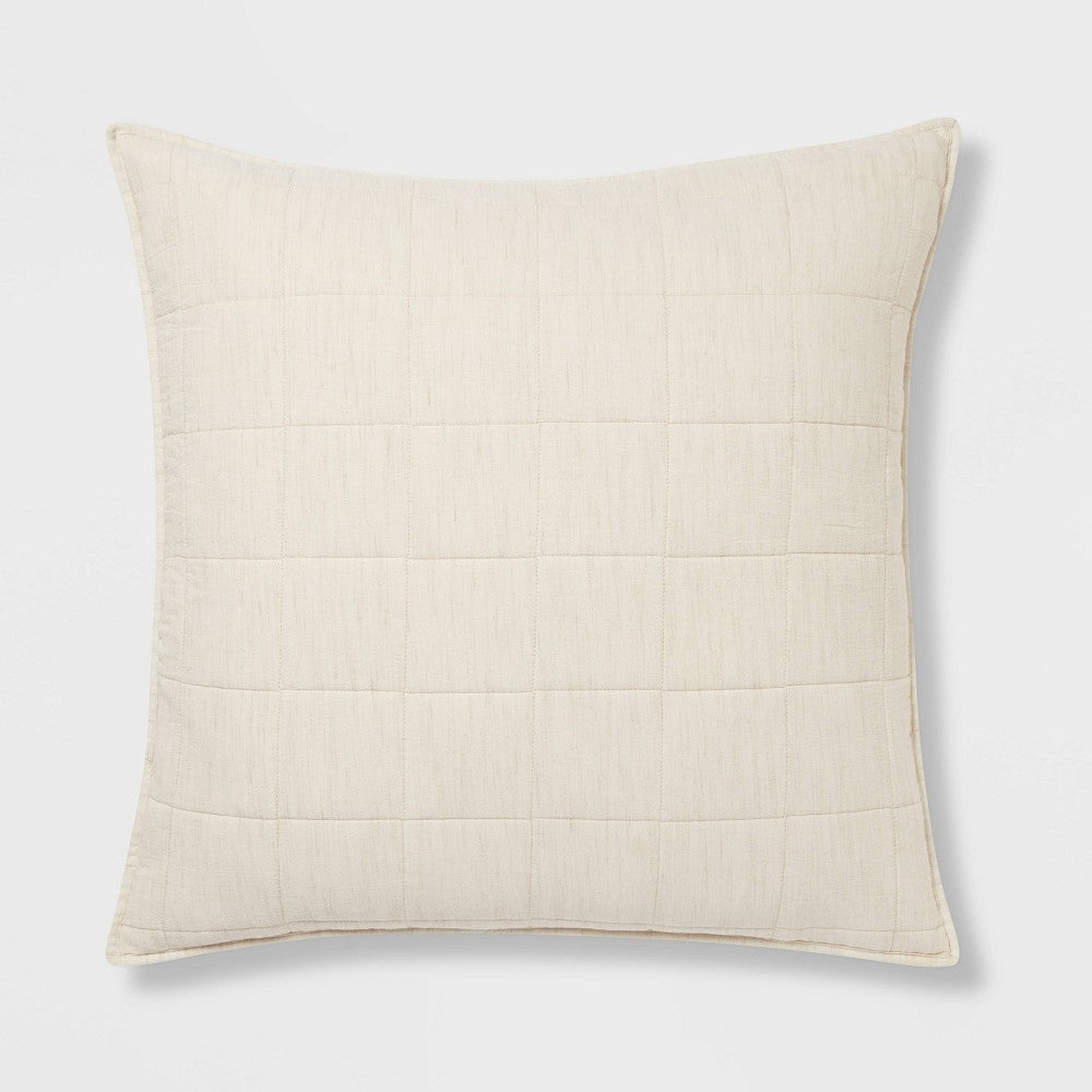 Euro Space Dyed Cotton Linen Sham Khaki - Threshold™: Woven Texture Zipper Closure OEKO-TEX Certified - *Bedding