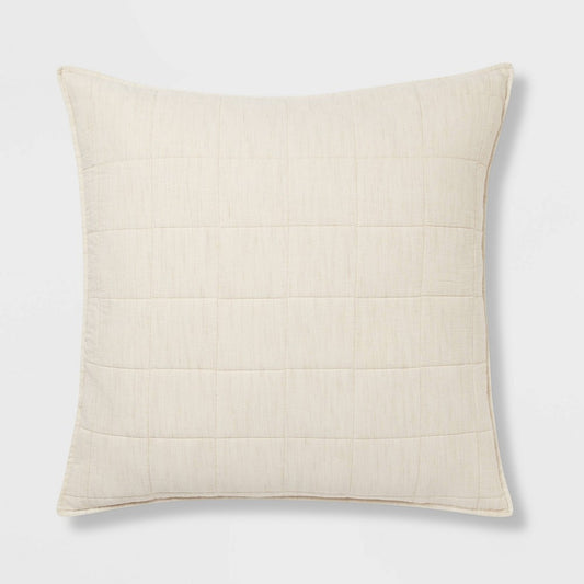 Euro Space Dyed Cotton Linen Sham Khaki - Threshold™: Woven Texture, Zipper Closure, OEKO-TEX Certified