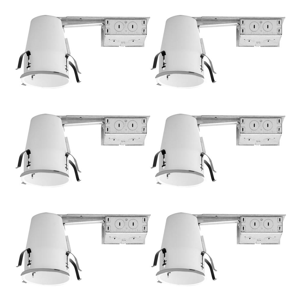 H99 4 in. Steel Recessed Lighting Housing for Remodel Ceiling No Insulation Contact Air-Tite (6-Pack) - *Lighting &