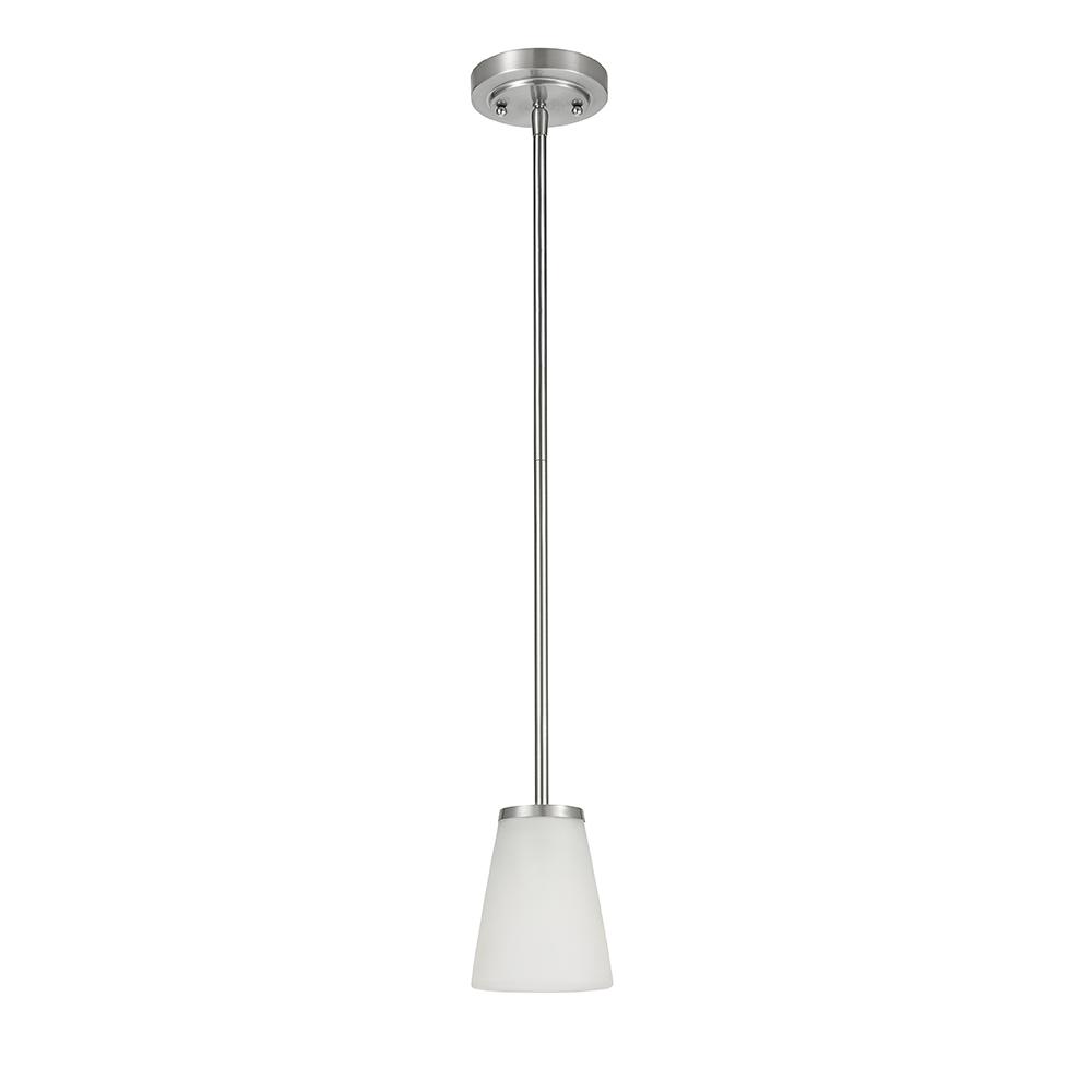 Helena 4.7 in 1-Light Brushed Nickel Mini Pendant with Frosted Glass Shade - *Lighting & Electrical