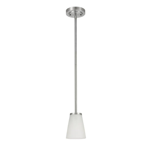 Helena 4.7 in 1-Light Brushed Nickel Mini Pendant with Frosted Glass Shade