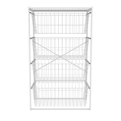 ClosetMaid 432700 4 Drawer 22"W Wire Basket Free Standing Dresser Style Wire Basket Closet System Organizer with Tip Prevention Wall Anchors White
