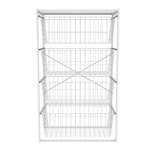 ClosetMaid 432700 4 Drawer 22"W Wire Basket Free Standing Dresser Style Wire Basket Closet System Organizer with Tip Prevention Wall Anchors White