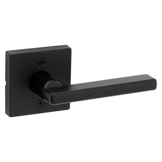 Kwikset Halifax Dummy Door Handle, Single Sided Lever for Closets, French Double Doors, and Pantry, Matte Black Non-Turning Reversible Interior Push/Pull Lever, with Microban Protection