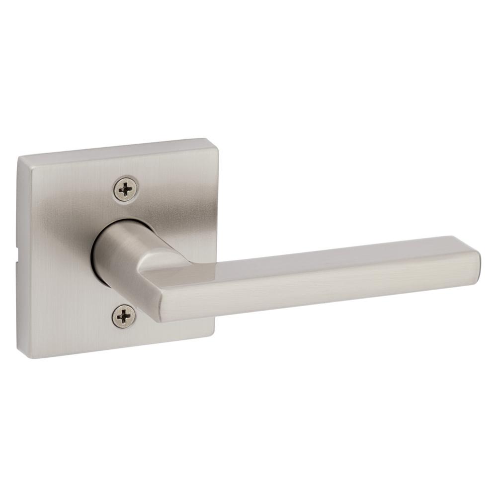 Kwikset Halifax Square Dummy Lever Doorknob Satin Nickel - Single Dummy Lever