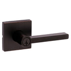 Kwikset 740HFLSQTV1-S Halifax Single Cylinder Keyed Entry Door Lever Set with Square Rose and SmartKey Venetian Bronze