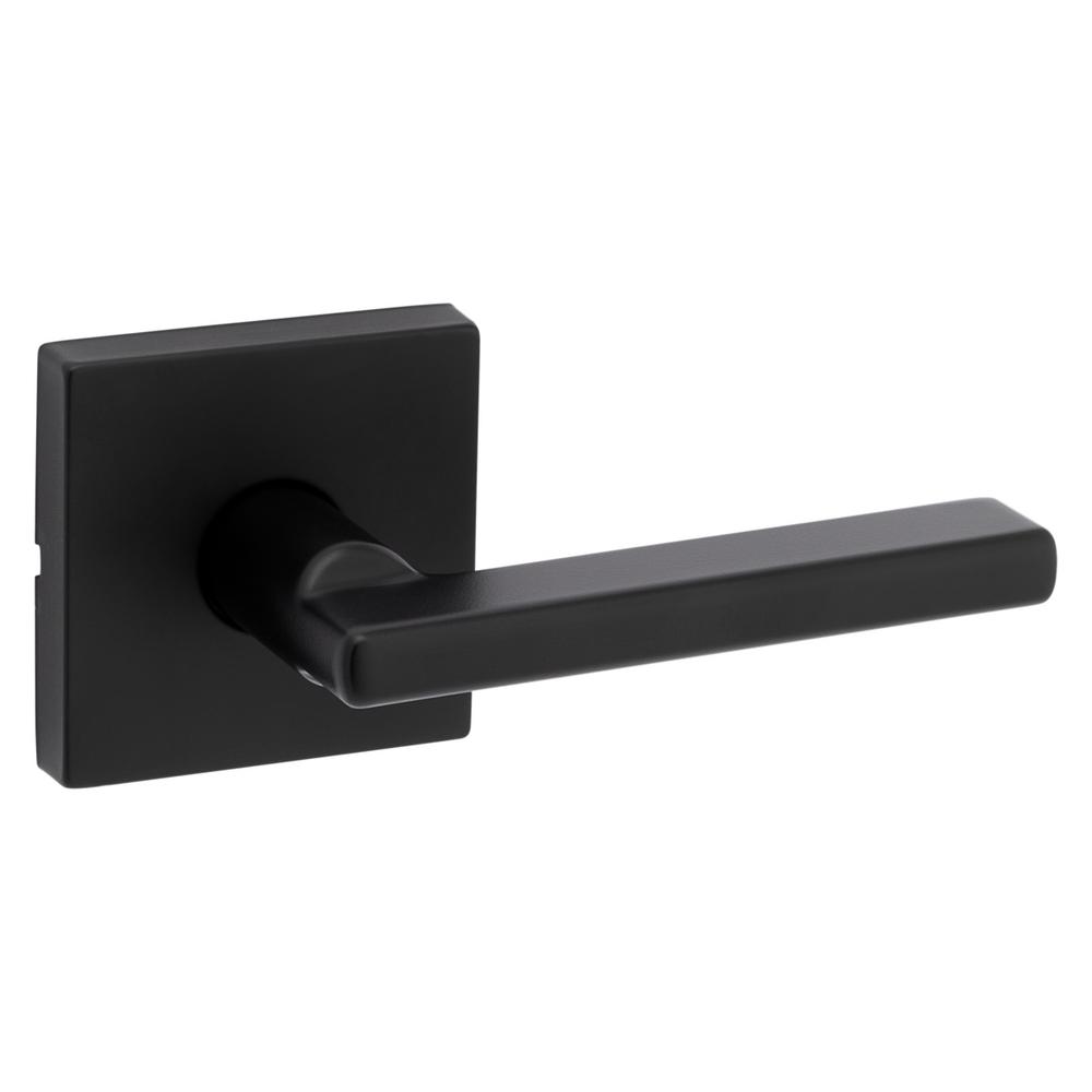 Kwikset 720HFLSQTV1 Halifax Passage Door Lever Set with Square Rose Matte Black