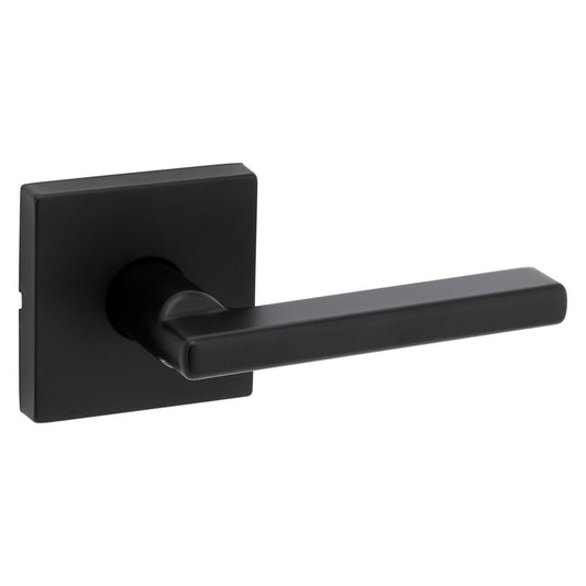 Kwikset 720HFLSQTV1 Halifax Passage Door Lever Set with Square Rose Matte Black