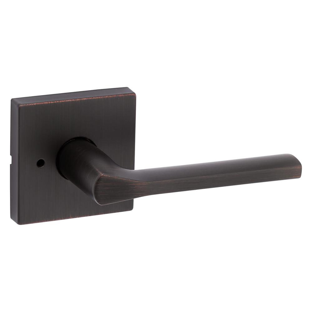 Kwikset Lisbon Square Privacy Lever Doorknob Venetian Bronze