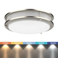 DYMOND 14 LED Ceiling Light Flush Mount Adjustable Color Temperature Dimmable Brushed Nickel Double Ring