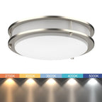 DYMOND 14 LED Ceiling Light Flush Mount Adjustable Color Temperature Dimmable Brushed Nickel Double Ring