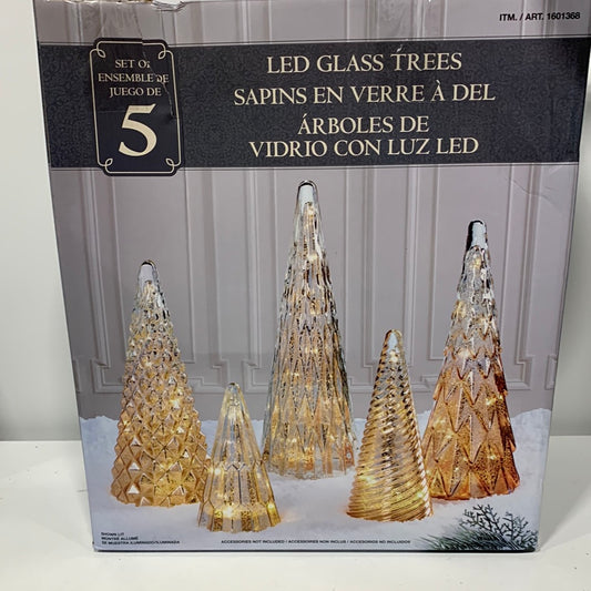 Kirkland Set of 5 LED Glass Trees