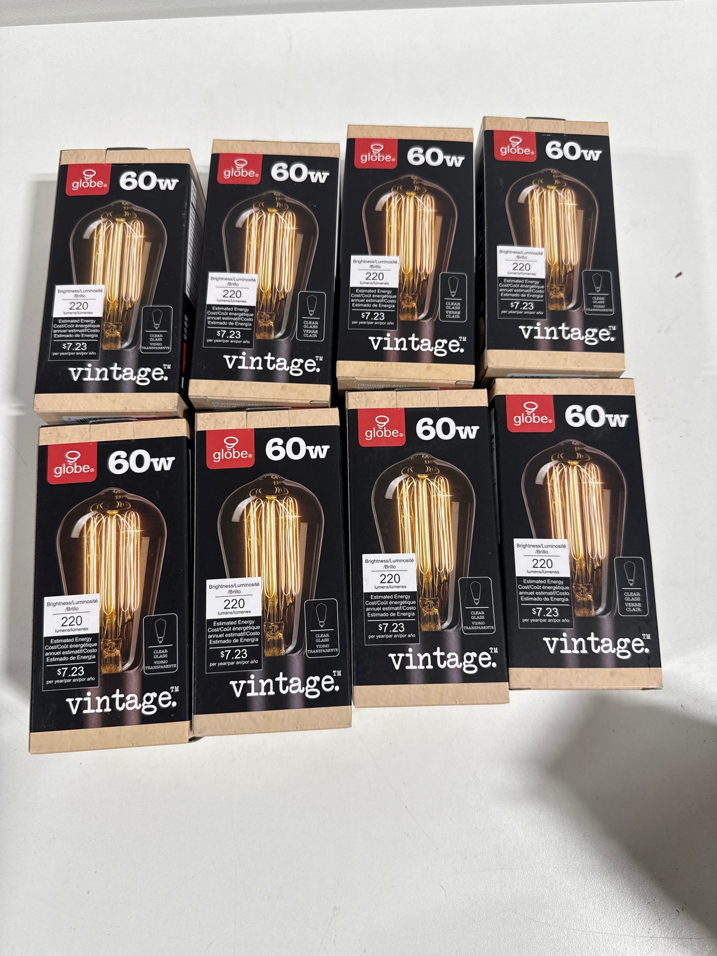 8 x 60 Watt ST19 Dimmable Cage Filament Vintage Edison Incandescent Light Bulb, Warm White Light