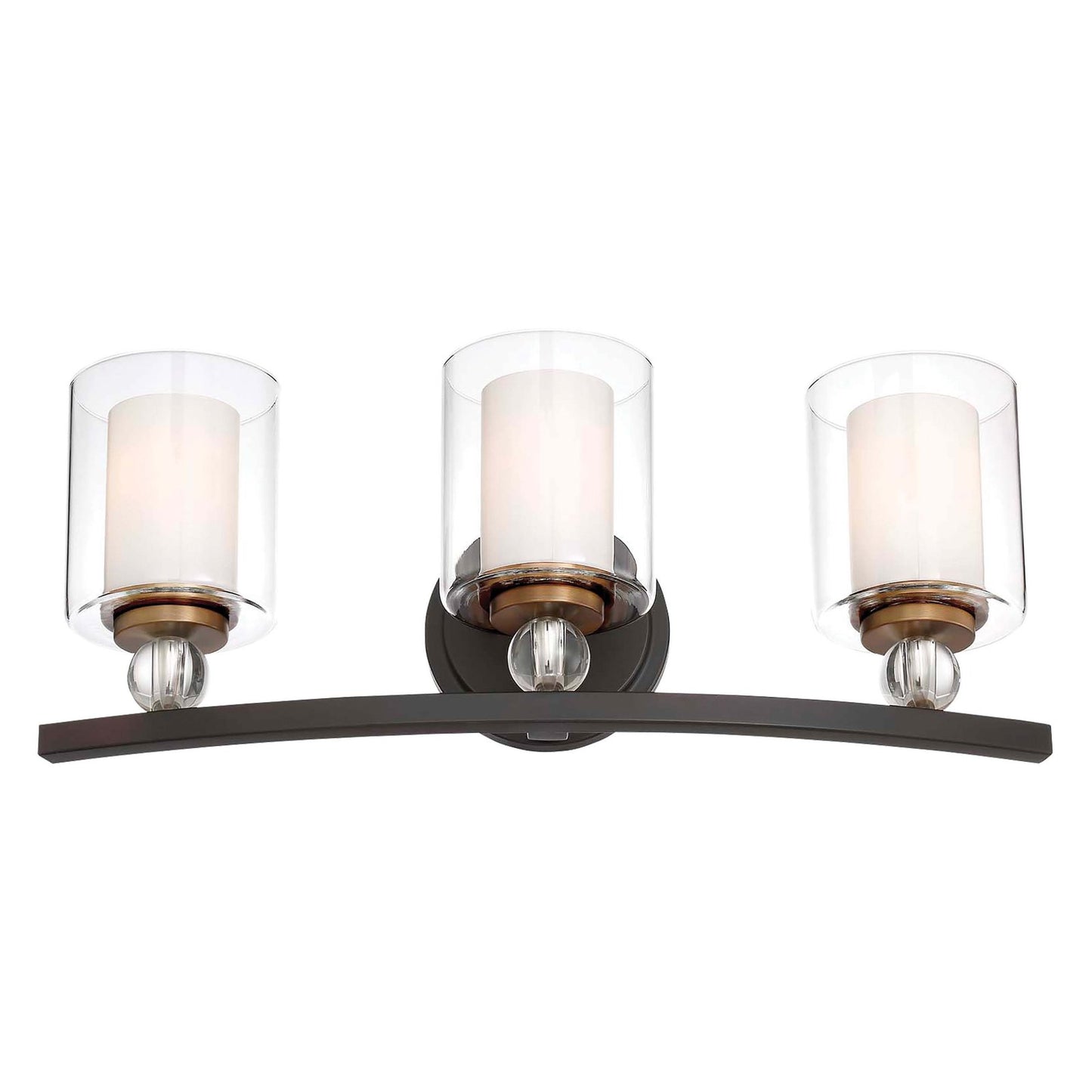 Minka Lavery 3073-416 Studio 5 Vanity Bath Light, 3-Light, 300 Total Watts, 24-in H x 9-in W, Painted Bronze with Natural Brushed Brass