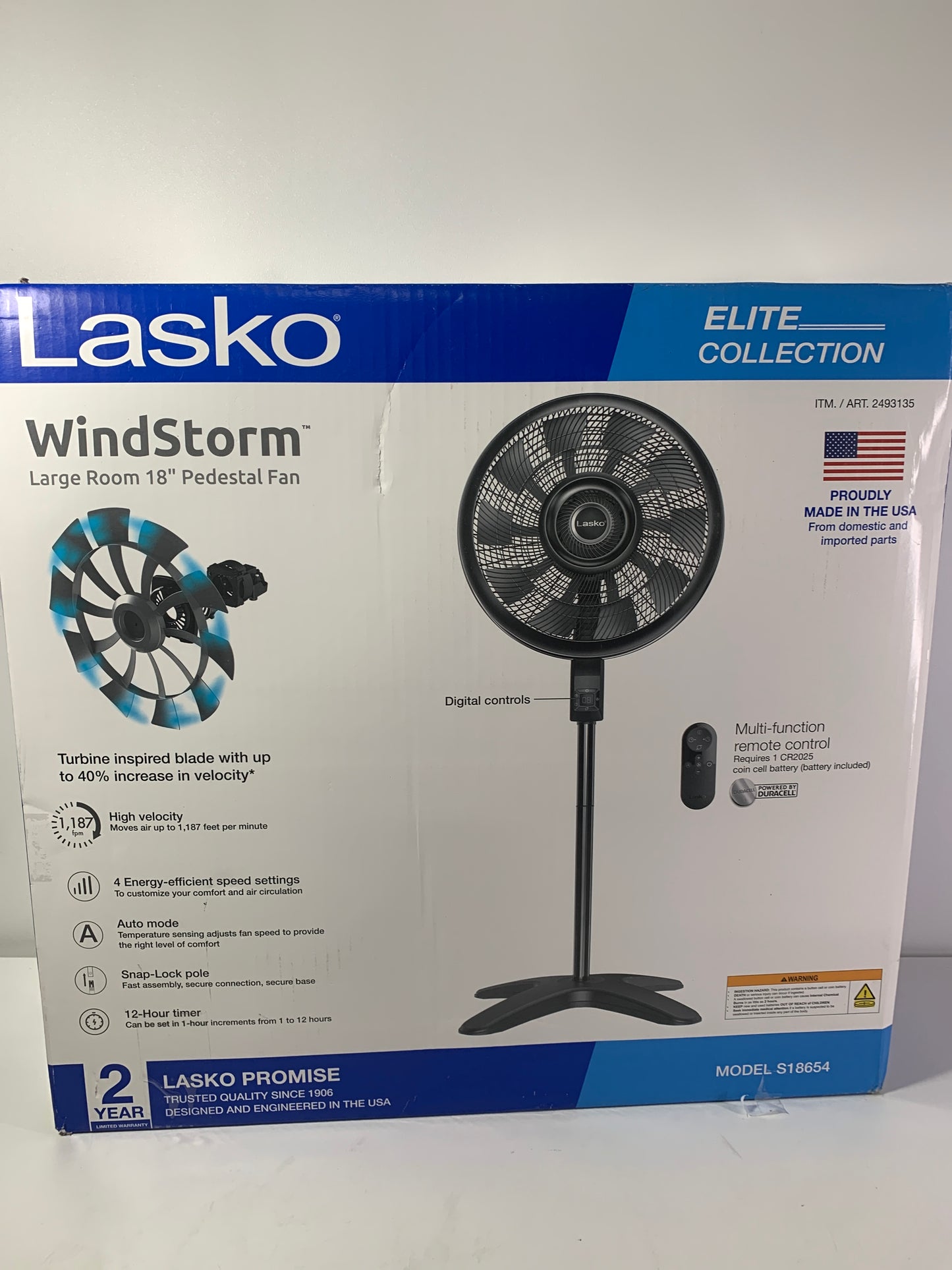 Lasko WindStorm 18" Adjustable Pedestal Fan with Remote Control