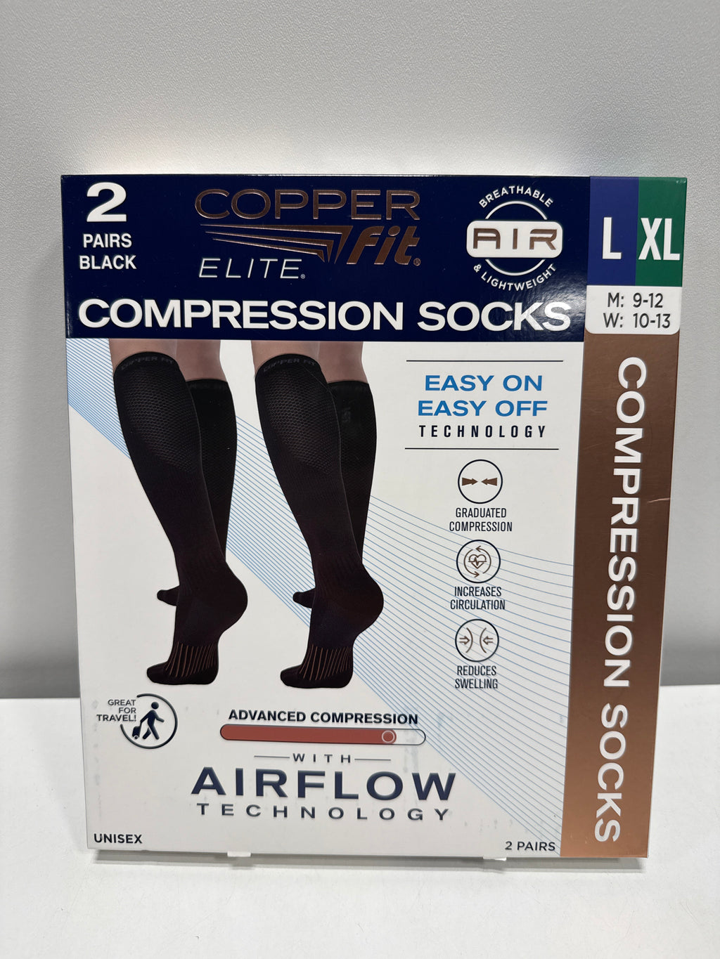 Copper Fit Elite Compression Socks Air L/XL 16–20”