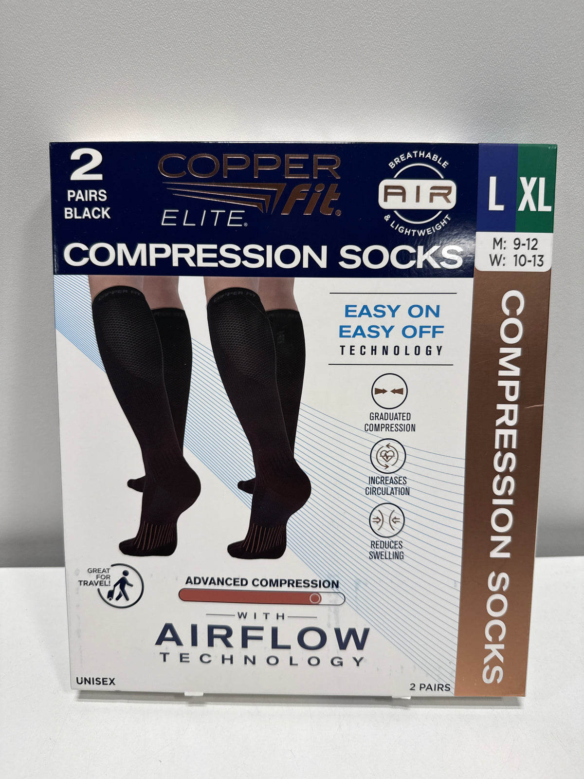 Copper Fit Elite Compression Socks Air L/XL 16–20”